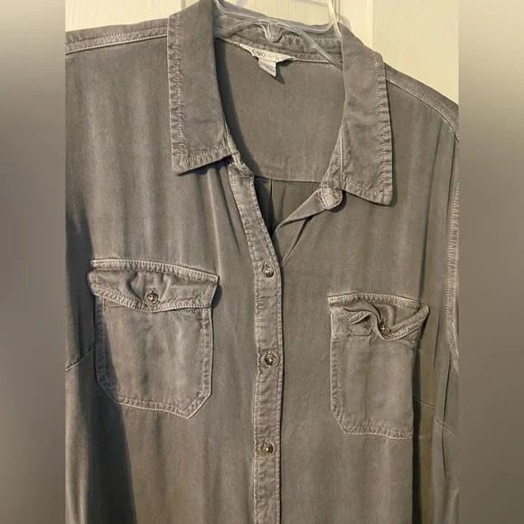 Cato Gray Button-Up long sleeve Shirt 100% rayon size XL 18 - Picture 2 of 7